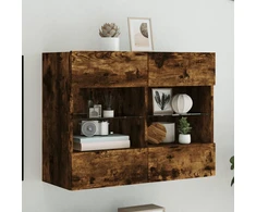 TV staliukas Sieninė TV spintelė su LED lemputėmis, dūminė, 78,5x30x60,5cm