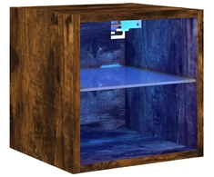 Sieninė TV spintelė su LED lemputėmis, dūminė, 30x28,5x30cm