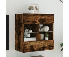 TV staliukas Sieninė TV spintelė su LED lemputėmis, dūminė, 58,5x30x60,5cm