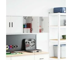 sieninės garažo spintos, 2vnt., baltos, mediena