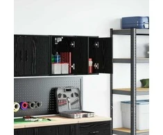 sieninės garažo spintos, 2vnt., juoda, mediena