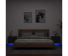 Sieninės naktinės spintelės su LED, 2vnt., juodos