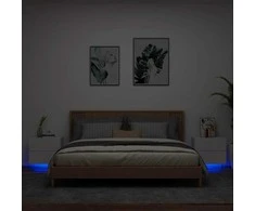 Sieninės naktinės spintelės su LED, 2vnt., baltos
