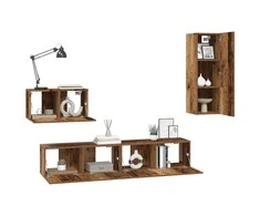 TV staliukas Sieninis televizoriaus stovas 4 pcs Senovinis medis