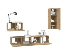 TV staliukas Sieninis televizoriaus stovas 4 pcs Amatininkų ąžuolas