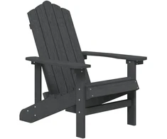 Sodo Adirondack kėdės su staliuku, antracito spalvos, HDPE