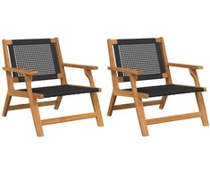 Sodo baldai 2 pcs Juoda 67 x 78 x 73 cm Kietos akacijos mediena