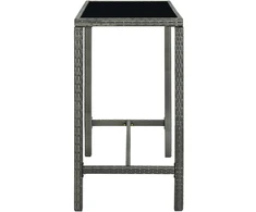 Sodo baro stalas, pilkas, 130x60x110cm, poliratanas ir stiklas