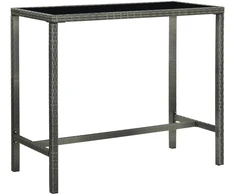 Sodo baro stalas, pilkas, 130x60x110cm, poliratanas ir stiklas