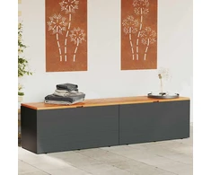 Sodo daiktadėžė, juoda, 220x50x54cm, poliratanas ir akacija