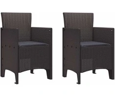 Sodo Kėdė su pagalve 2 pcs Ruda 53 x 49 x 85 cm Polipropilenas