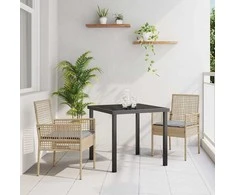Sodo Kėdė su pagalve 2 pcs Smėlio 55 x 53 x 85 cm poliratanas