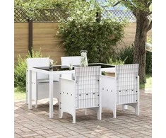 Sodo Kėdė su pagalve 4 pcs Balta 53 x 49 x 85 cm Polipropilenas