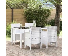 Sodo Kėdė su pagalve 4 pcs Balta 53 x 49 x 85 cm Polipropilenas