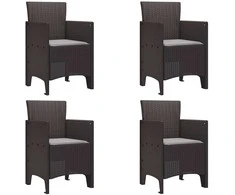 Sodo Kėdė su pagalve 4 pcs Ruda 53 x 49 x 85 cm Polipropilenas