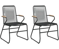 Sodo kėdės, 2vnt., juodos spalvos, 58x59x85,5cm, PVC ratanas