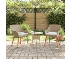 Sodo Kėdė su pagalve 2 pcs Smėlio 62,5 x 55 x 82 cm poliratanas
