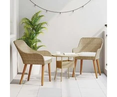 Sodo Kėdė su pagalve 2 pcs Smėlio 62,5 x 55 x 82 cm poliratanas