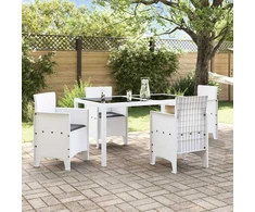 Sodo Kėdė su pagalve 4 pcs Balta 53 x 49 x 85 cm Polipropilenas