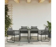 Kėdė su pagalve 4 pcs Juoda ir Antracitas PE ratanas