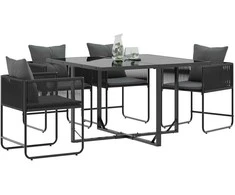 Kėdė su pagalve 4 pcs Juoda ir Antracitas PE ratanas