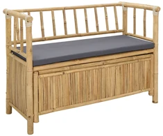 Lauko baldų komplektas Sodo Saugojimo Suolas 110 x 47 x 80 cm Bambukas Natūrali