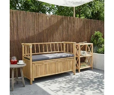 Lauko baldų komplektas Sodo Saugojimo Suolas 110 x 47 x 80 cm Bambukas Natūrali