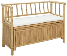 Lauko baldų komplektas Sodo Saugojimo Suolas 110 x 47 x 80 cm Bambukas Natūrali