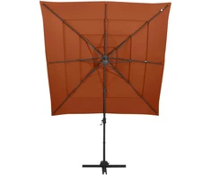 Sodo skėtis su aliuminio stulpu, terakota, 250x250cm, 4 aukščių