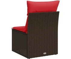 Sodo sofa be porankių su pagalvėlėmis, ruda, polirotangas
