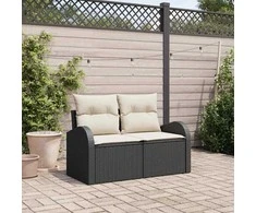 Sodo sofa su pagalve Juoda 124 x 62 x 69cm poliratanas