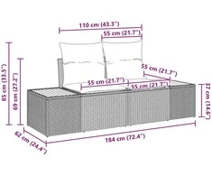 Sodo sofa Juoda 184 x 62 x 85cm poliratanas