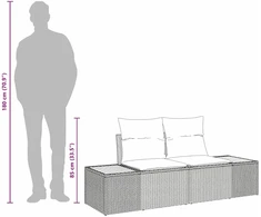 Sodo sofa Pilka 184 x 62 x 85cm poliratanas