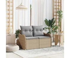 Sodo sofa su pagalve Smėlio 121 x 62 x 69cm poliratanas