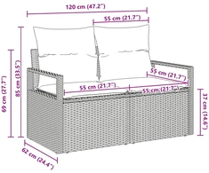 Sodo sofa su pagalve 120 x 62 x 69 cm poliratanas