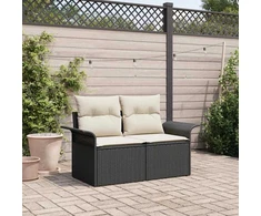 Sodo sofa su pagalve Juoda 141 x 62 x 69cm poliratanas