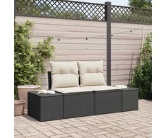 Sodo sofa su pagalve Juoda 184 x 62 x 69 cm poliratanas