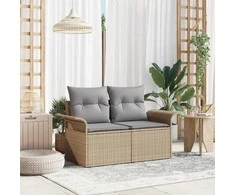 Sodo sofa su pagalve Smėlio 141 x 62 x 69cm poliratanas