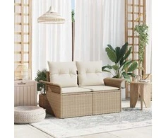 Sodo sofa su pagalve Smėlio 141 x 62 x 69cm poliratanas