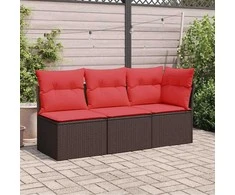 Sodo sofa su pagalvėlėmis, 3 sėdimos vietos, ruda, polirotangas