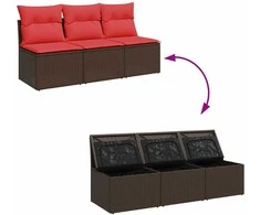 Sodo sofa su pagalvėlėmis, 3 sėdimos vietos, ruda, polirotangas