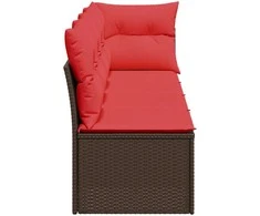 Sodo sofa su pagalvėlėmis, 4 sėdimos vietos, ruda, polirotangas