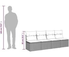 Sodo sofa su pagalvėlėmis, 4 sėdimos vietos, ruda, polirotangas