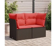 Sodo sofa su pagalvėlėmis, dvivietė, ruda, polirotangas