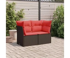 Sodo sofa su pagalvėlėmis, dvivietė, ruda, polirotangas