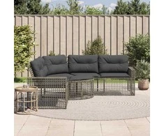 sodo sofa su pagalvėlėmis ir kėdute, L formos pilkos spalvos