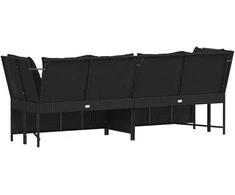 Sodo sofa su pagalvėlėmis, juodos spalvos, poliratanas