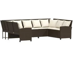 sodo sofa su pagalvėlėmis, ruda, poliratanas