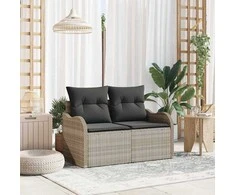 Sodo sofa su pagalve Šviesiai pilka 121 x 62 x 69cm poliratanas