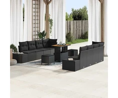Sodo Sofų Rinkinys Juoda 90 x 55 x 71 cm Poli ratanas